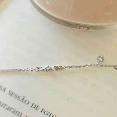 pulseira rodio love com ponto de luz pendurado